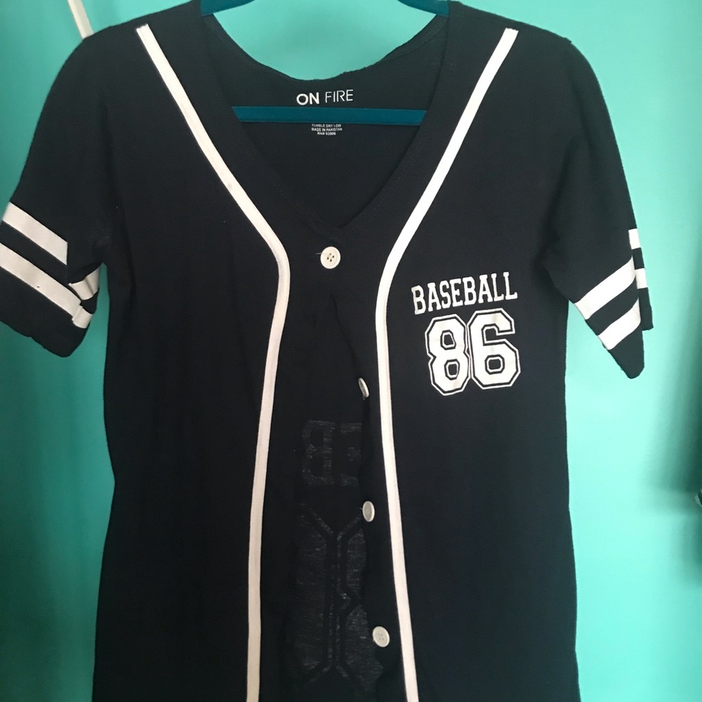 Navy Blue Baseball Button Up!
